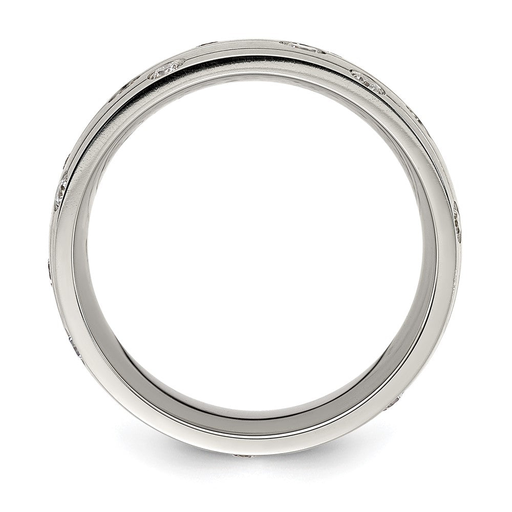 Stainless Steel Brushed with CZ 8.00mm Band Size - 10.5