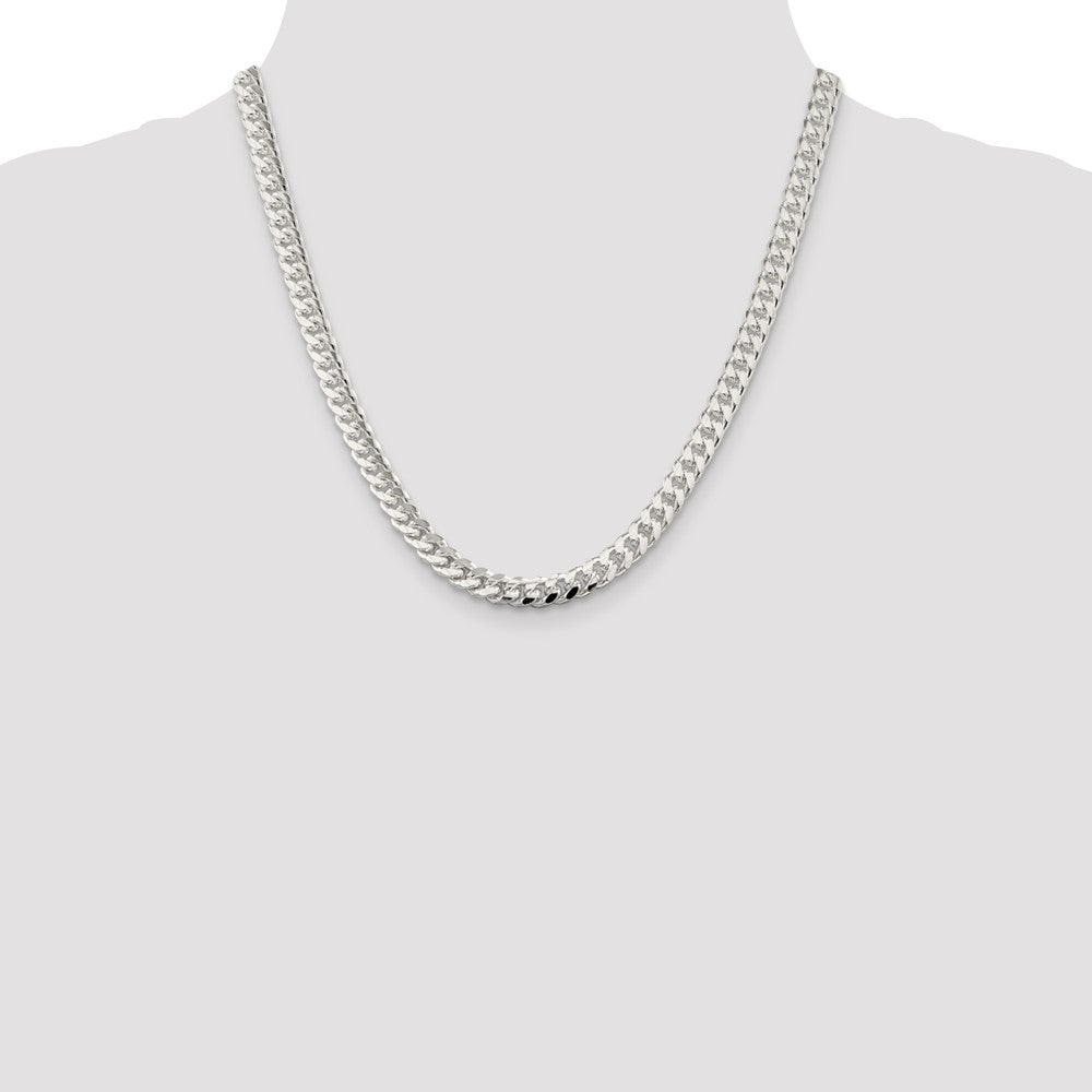 Sterling Silver 7mm Domed w/ Side D/C Curb Chain 20 Inches