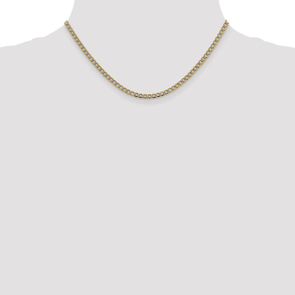 14K 16 inch 3.4mm Semi-Solid with Rhodium Pav‚ Curb with Lobster Clasp Chain