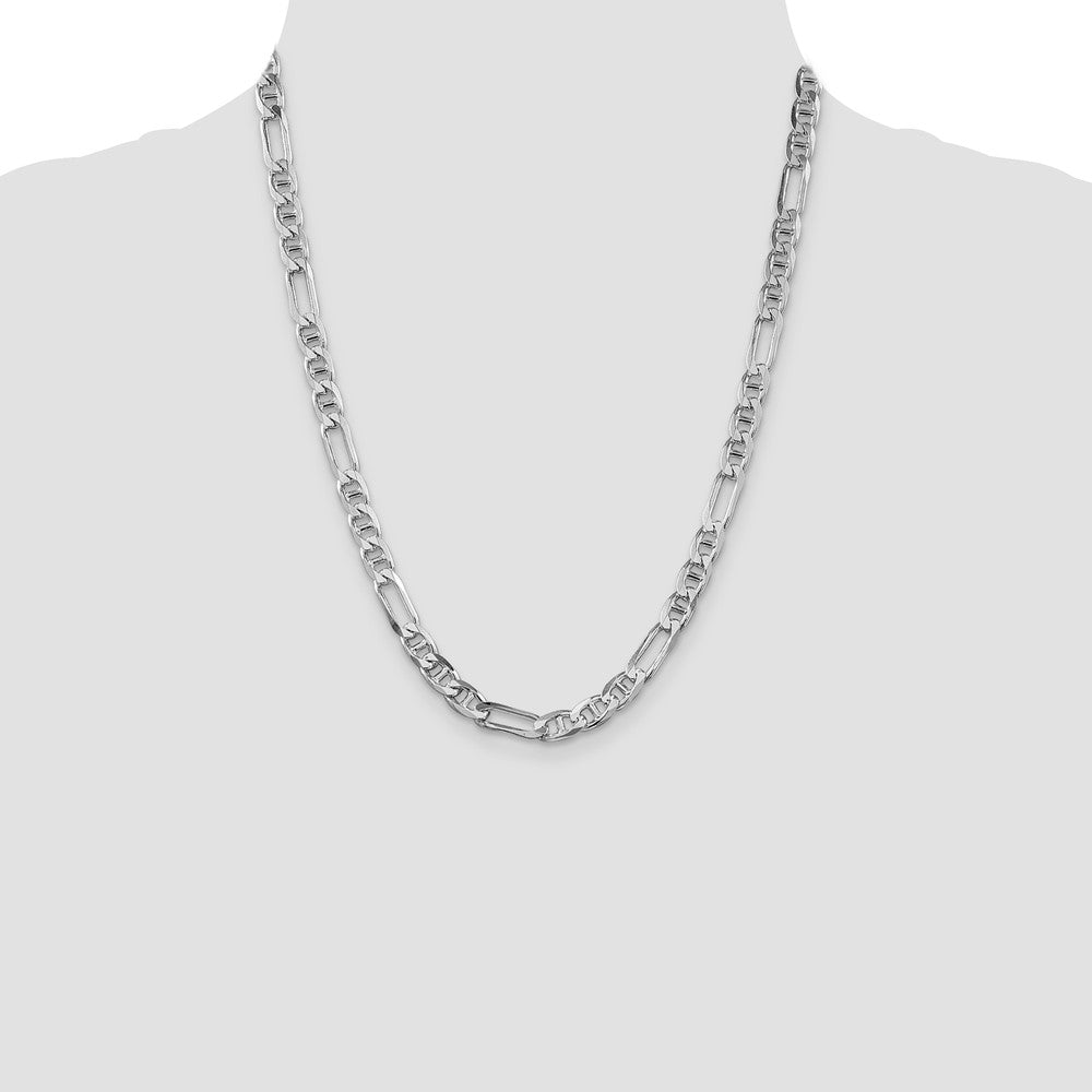 Sterling Silver Rhodium-plated 6.5mm Figaro Anchor Chain 22 Inches