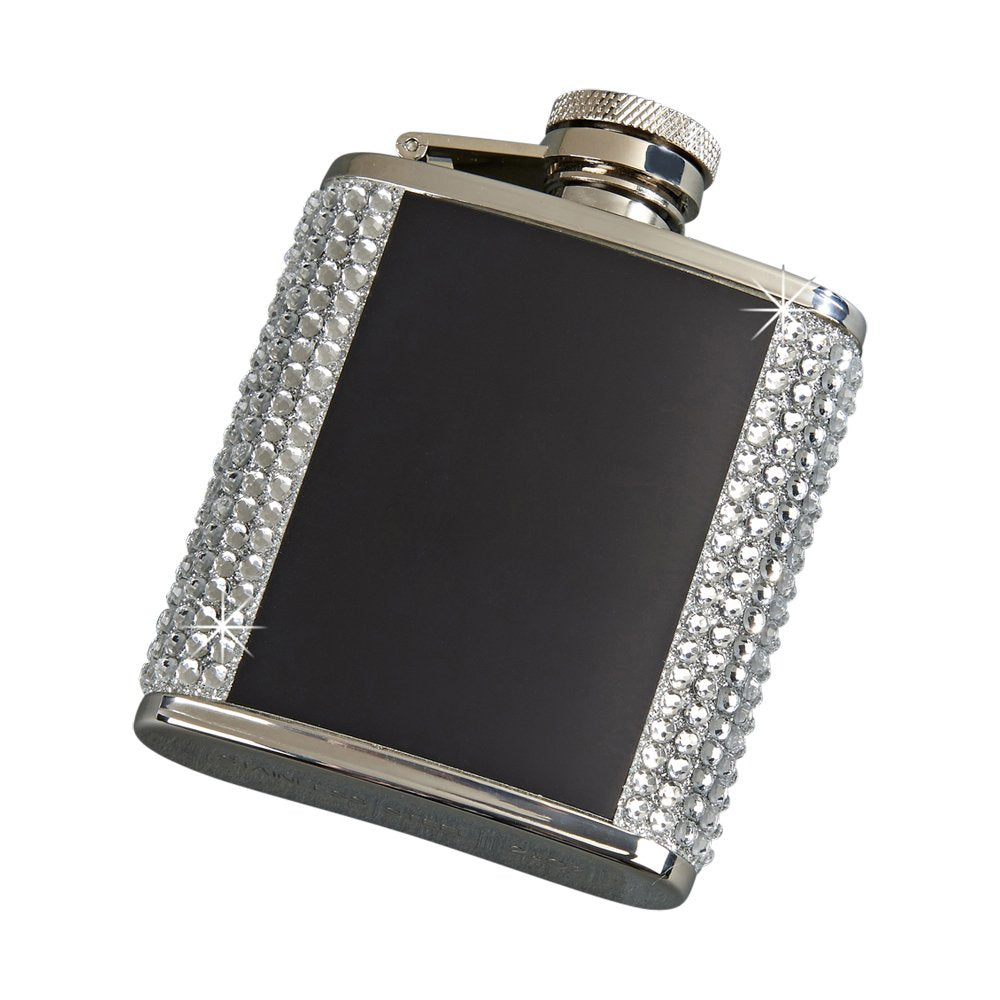 Creative Gifts Crystal Flask W/Black ENG Plates