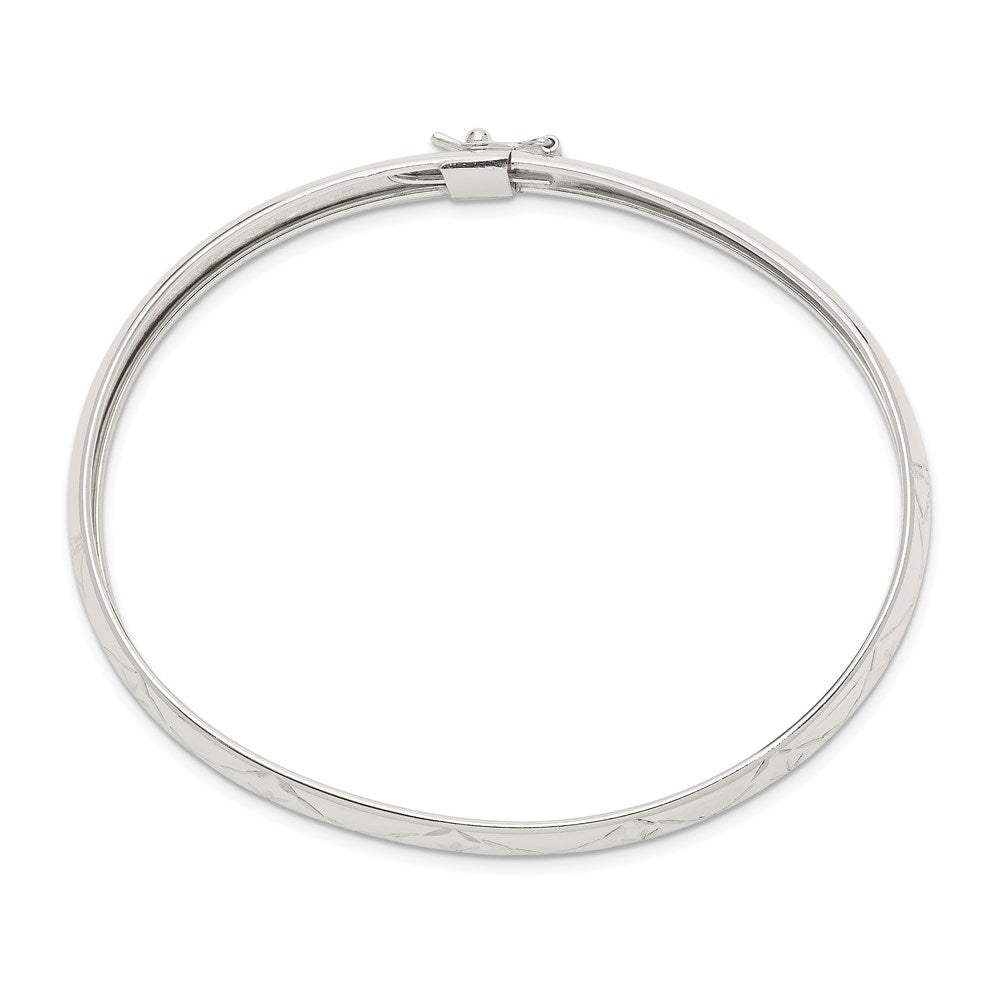 Sterling Silver 7mm Diamond-cut Flexible Bangle 6.5 inches