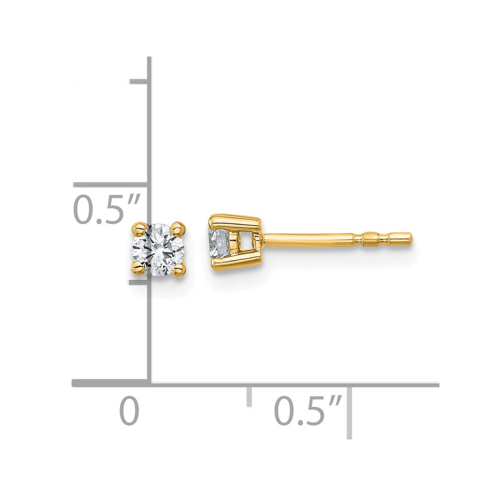 14k Yellow Gold 1/4 ctw Certified Lab Grown Diamond VS+ F+ Round 4 Prong Heavy Wt. Stud Earrings