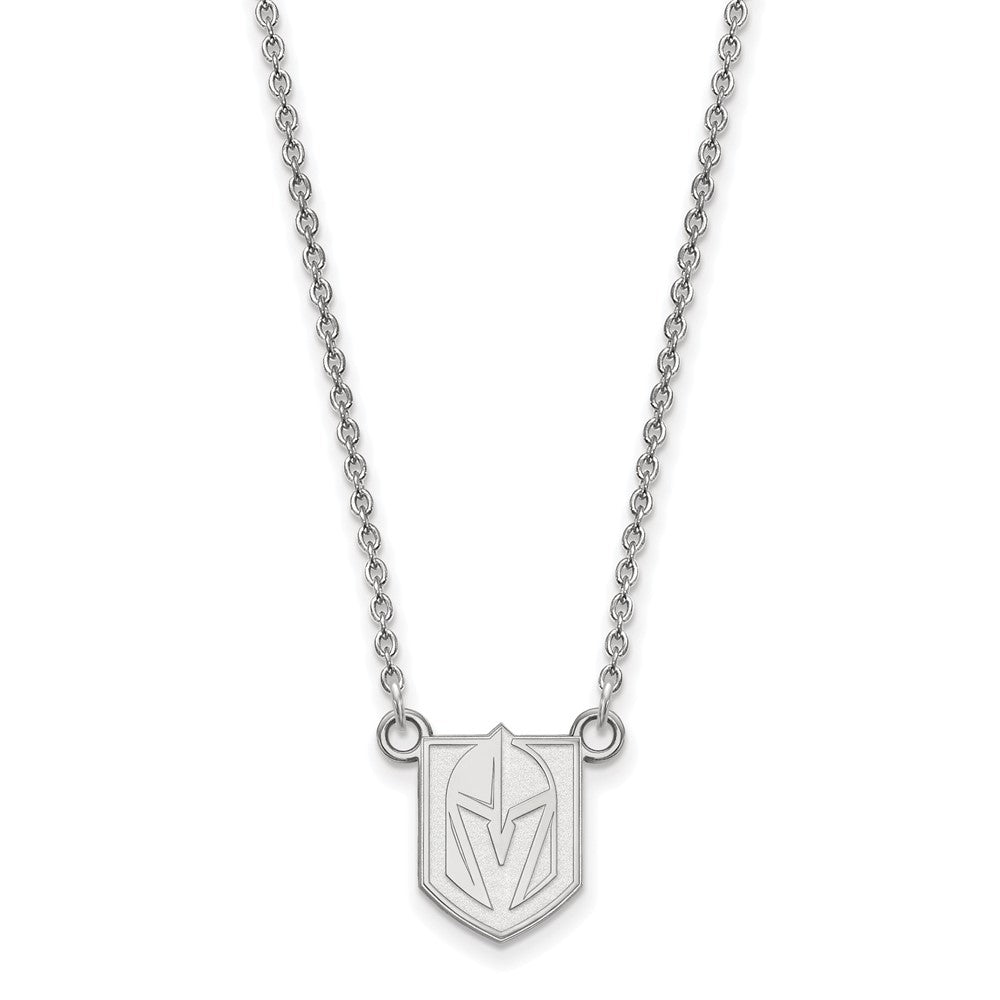 Sterling Silver Rhodium-plated NHL LogoArt NHL Vegas Golden Knights Small Pendant 18 inch Necklace QSS007VGK-18
