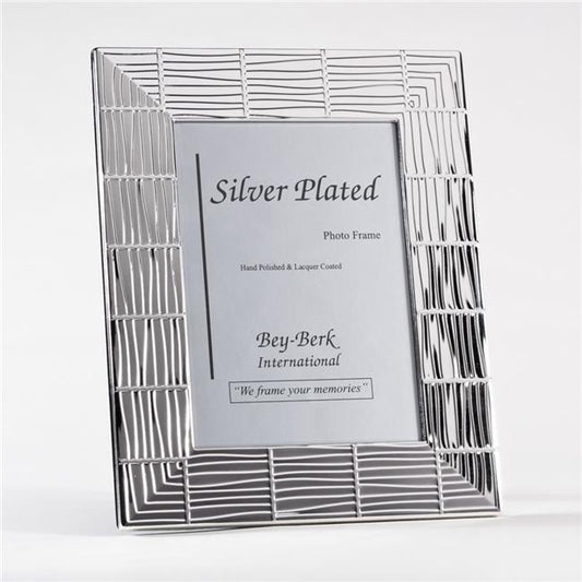 Bey-Berk International SF194-11 Silver Plated 5 x 7 in. Picture Frame with Easel Back