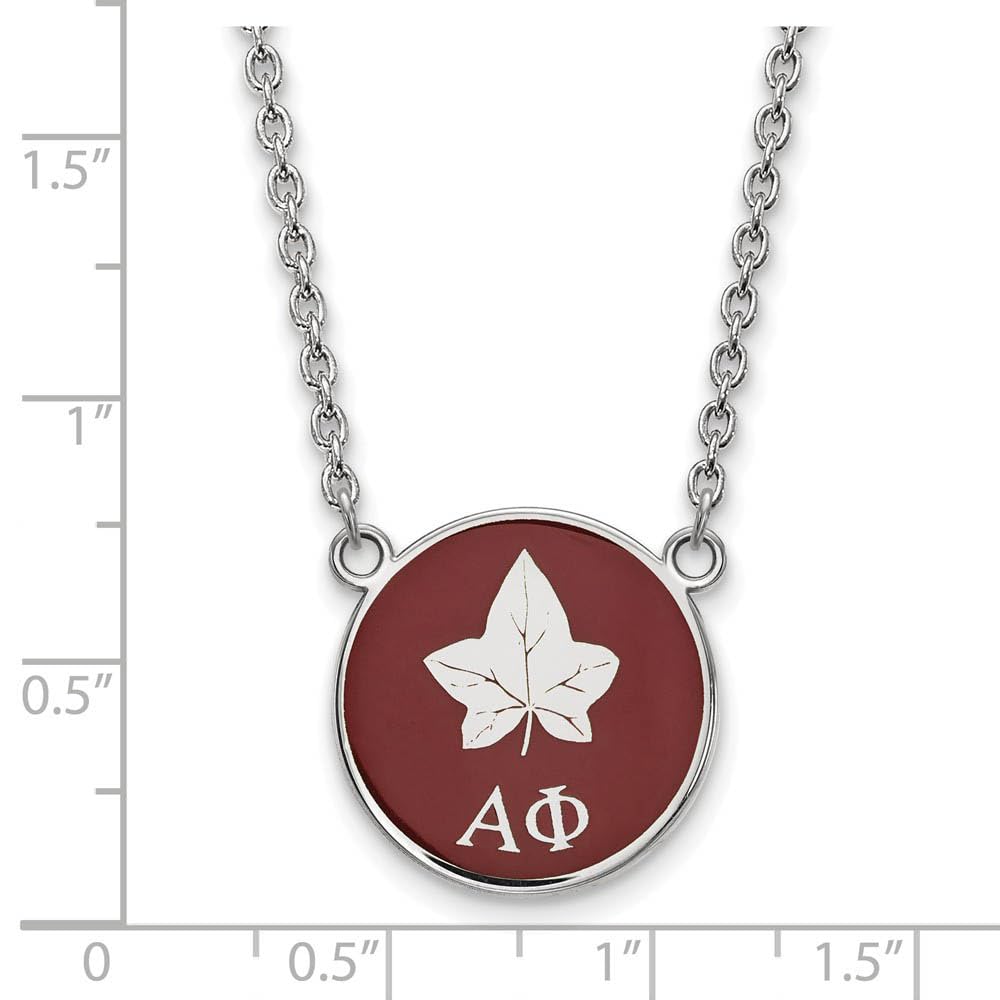 Sterling Silver 18in Official Licensed Greek Sororities Alpha Phi (??) Small Enamel Pendant w/Necklace