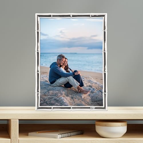 Lawrence Frames Silver Metal Bamboo 5x7 Picture Frame