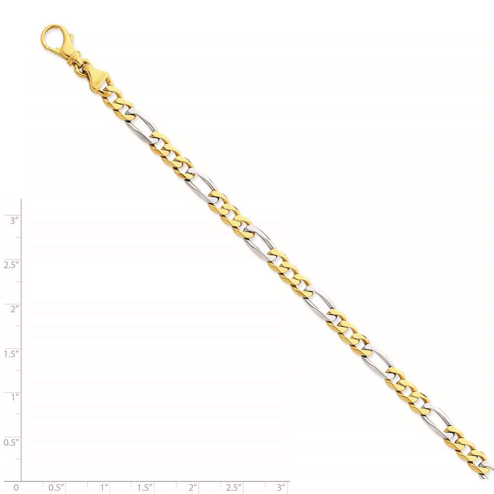 14K Two-tone 8 inch 5.8mm Hand Polished Fancy Link with Fancy Lobster Clasp Bracelet