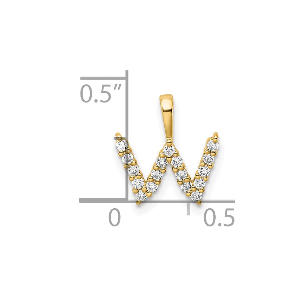 14k 1/6 carat Lab Grown Diamond VS/SI+ G+ Letter W Initial Pendant