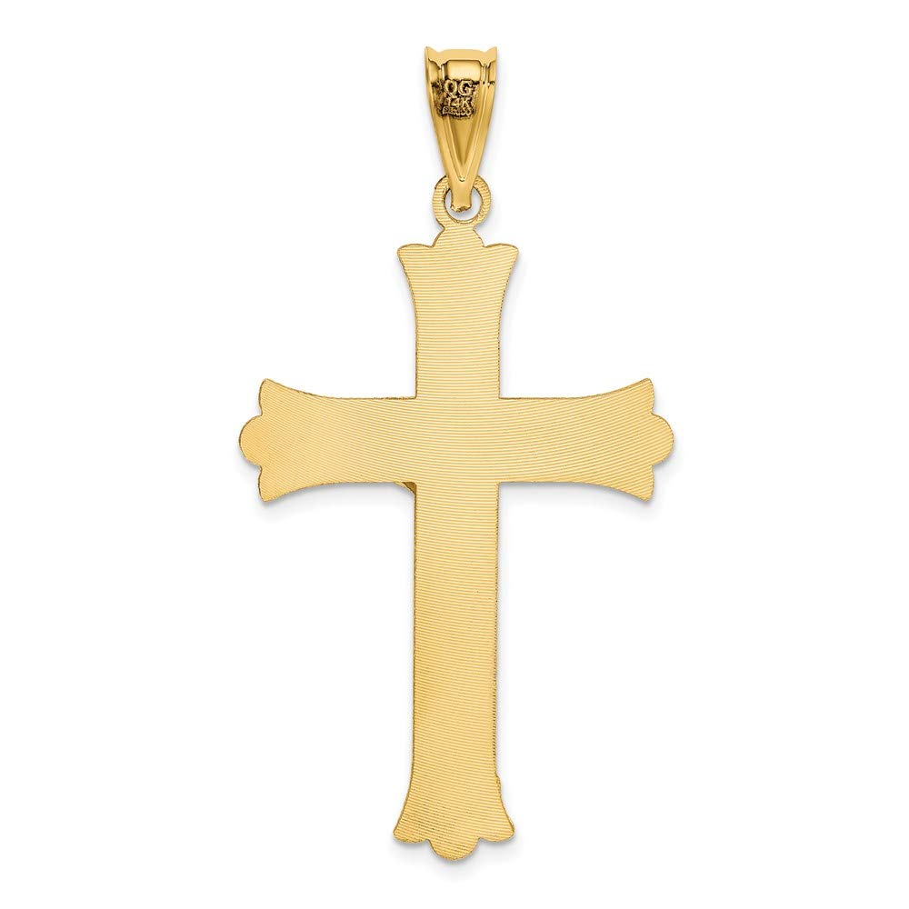 14k Polished Satin and Diamond-cut Crucifix Pendant
