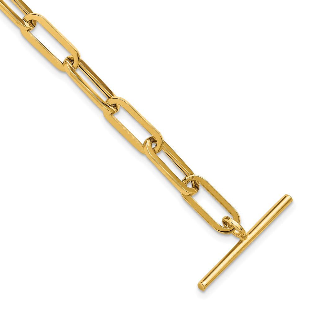 14K Polished Fancy Link Toggle Clasp Bracelet 7.5  inches