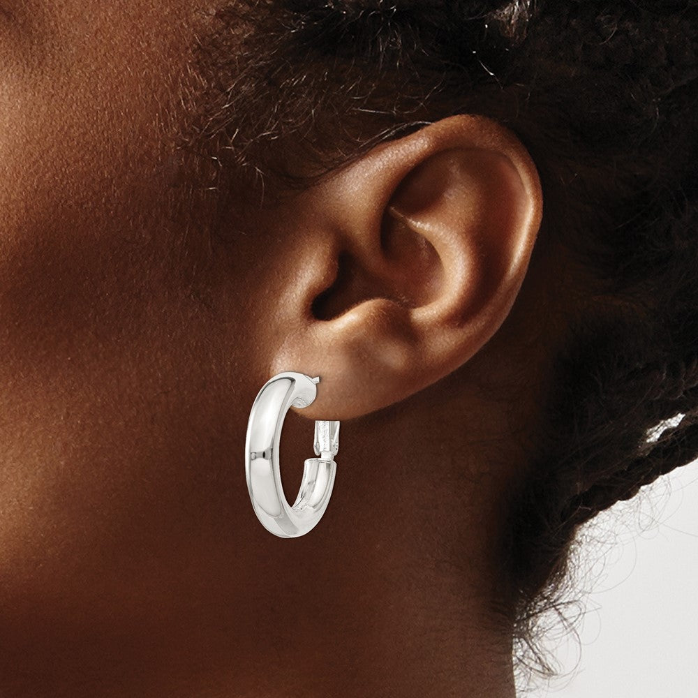 Sterling Silver Rhodium Plated 4.25x35 Hoop Earrings