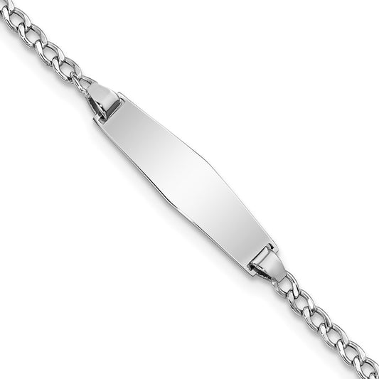 14k WG Semi-solid Soft Diamond Shape Cuban ID Bracelet 6  inches