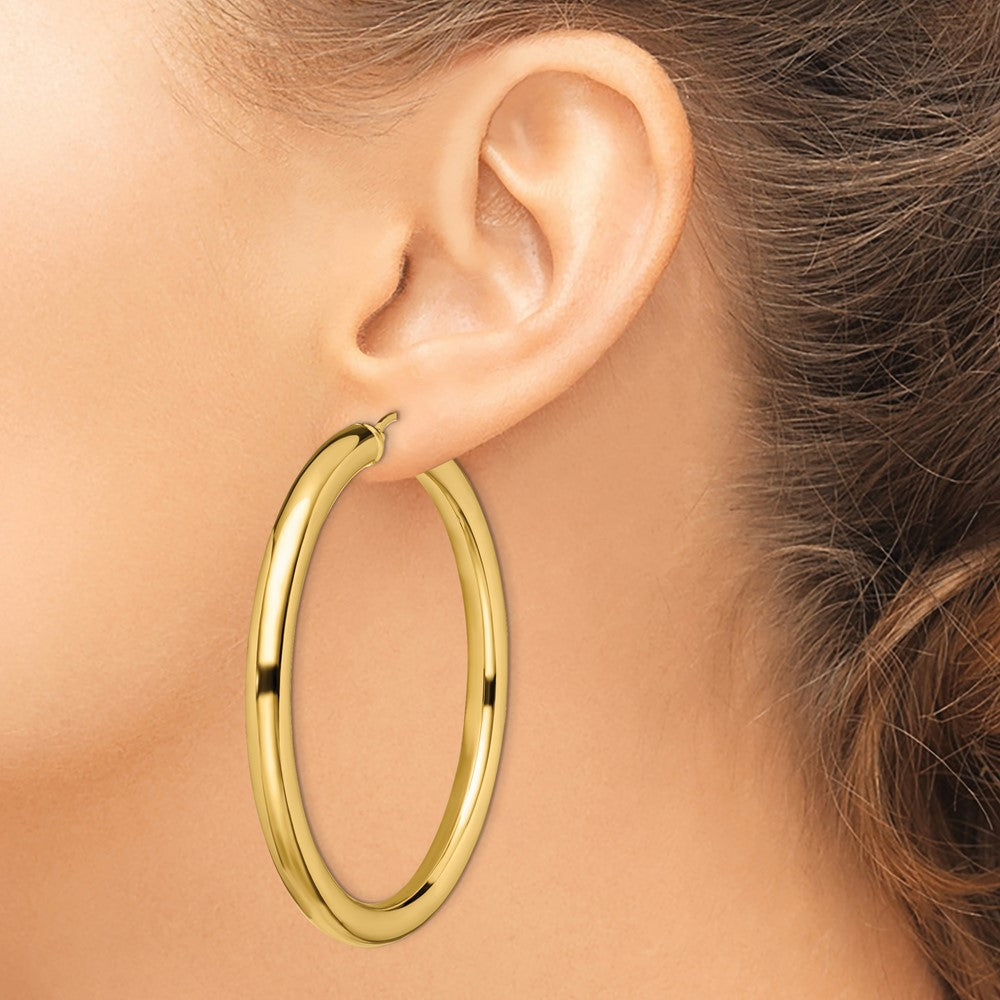 Stainless Steel Polished Yellow IP-plated Hoop Earrings