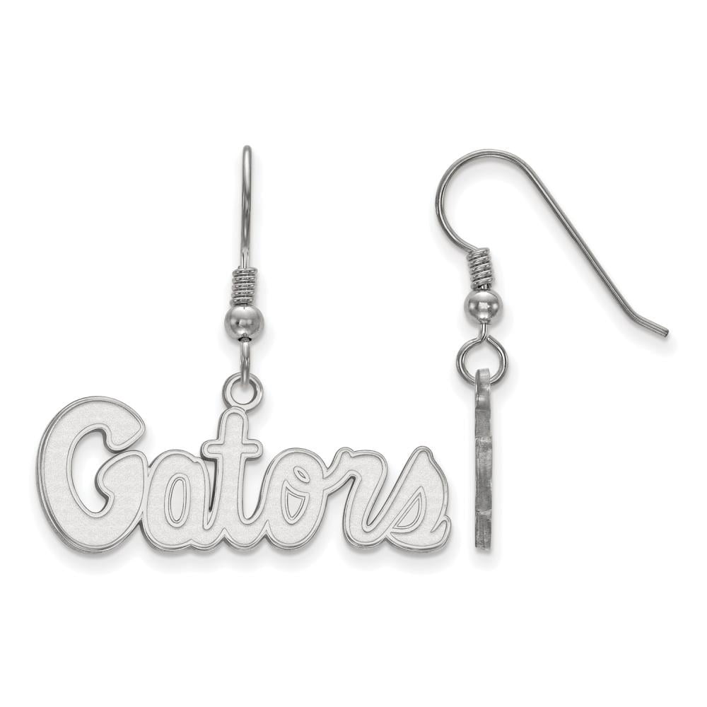 Sterling Silver Rhodium-plated LogoArt University of Florida Gators Script Small Dangle Wire Earrings QSS048UFL