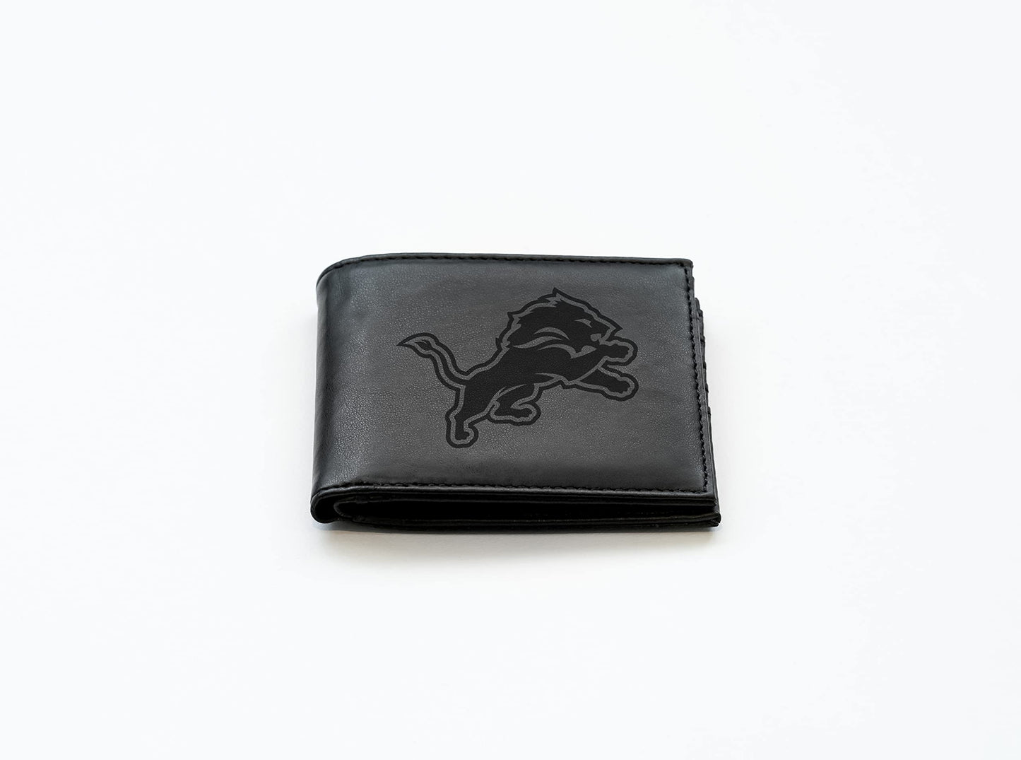 Detroit NFL Lions Laser Engraved Black Billfold Wallet