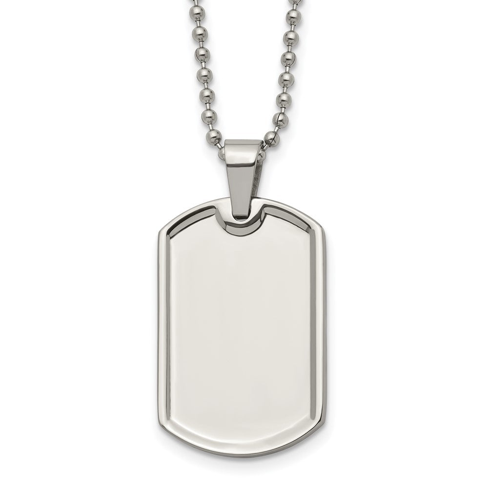 Stainless Steel Polished 20in Dog Tag Necklace