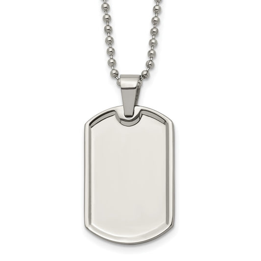 Stainless Steel Polished 20in Dog Tag Necklace
