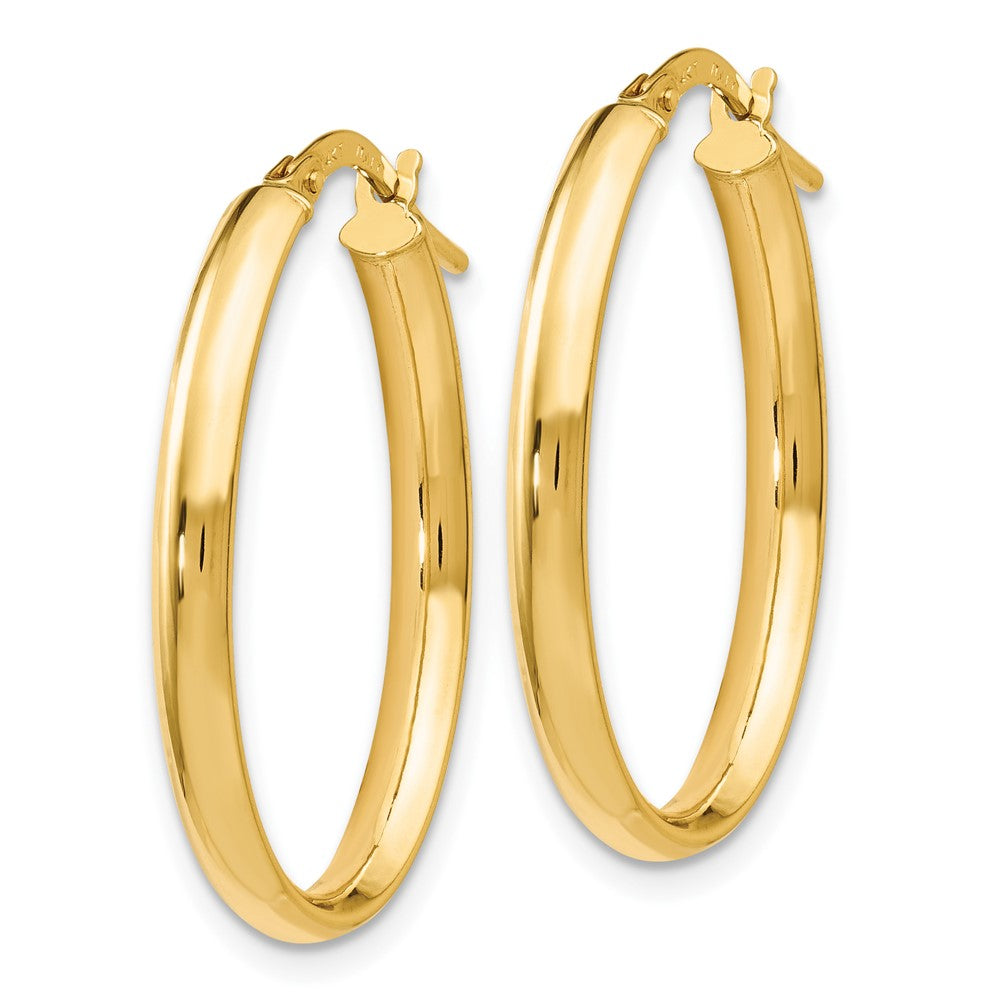 14K Polished Oval Hoop Earrings