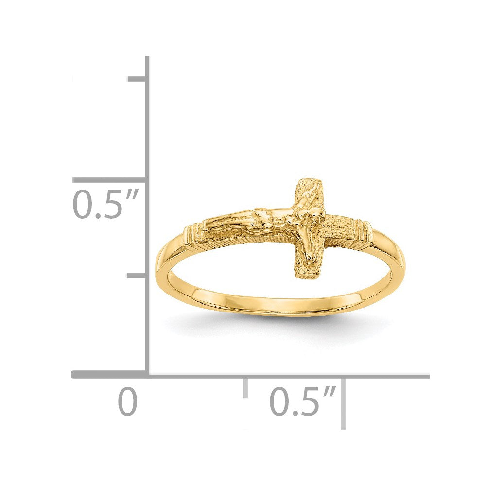 14K Satin Finish Childs Crucifix Ring Size 3.5