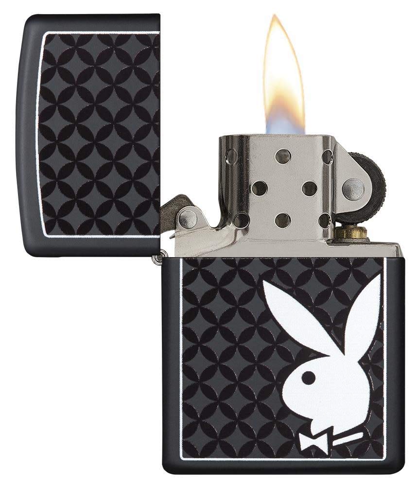 Zippo Playboy Black & White Rabbit Black Matte Pocket Lighter