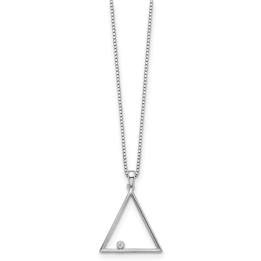 White Ice Sterling Silver Rhodium-plated 18 Inch Diamond Open Triangle Necklace with 2 Inch Extender 18 Inches
