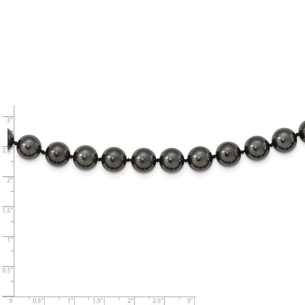 Majestik Sterling Silver Rhodium-plated 10-11mm Black Imitation Shell Pearl Hand-knotted Necklace 24 Inches