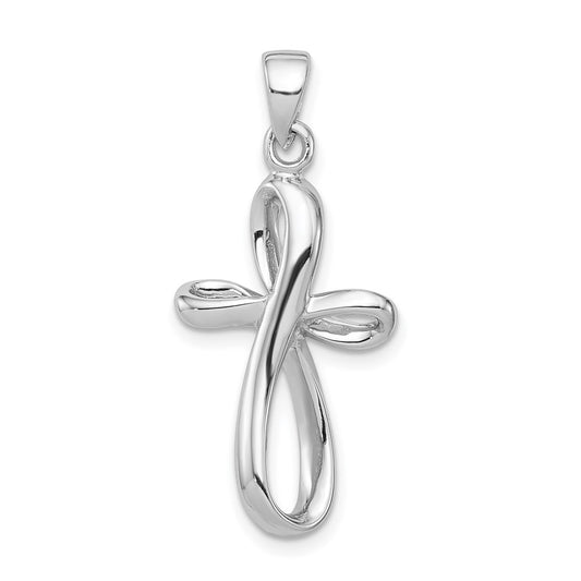 Sterling Silver Rhodium-plated Polished Cross Pendant