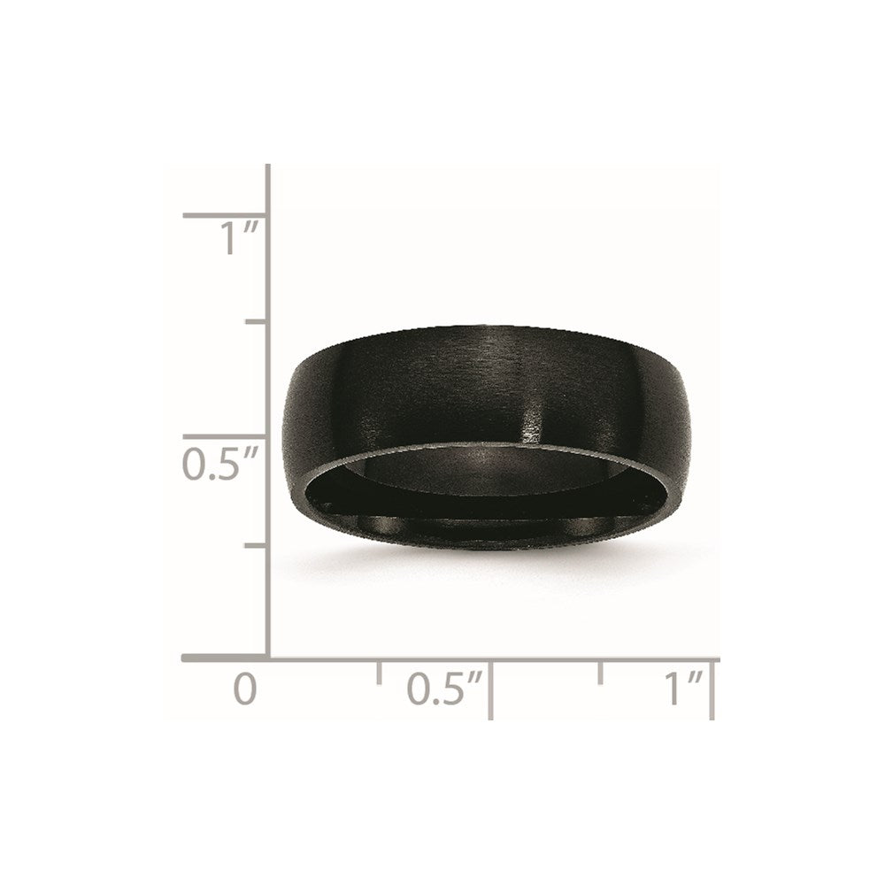 Stainless Steel 7mm Black IP-plated Brushed Band Size - 13