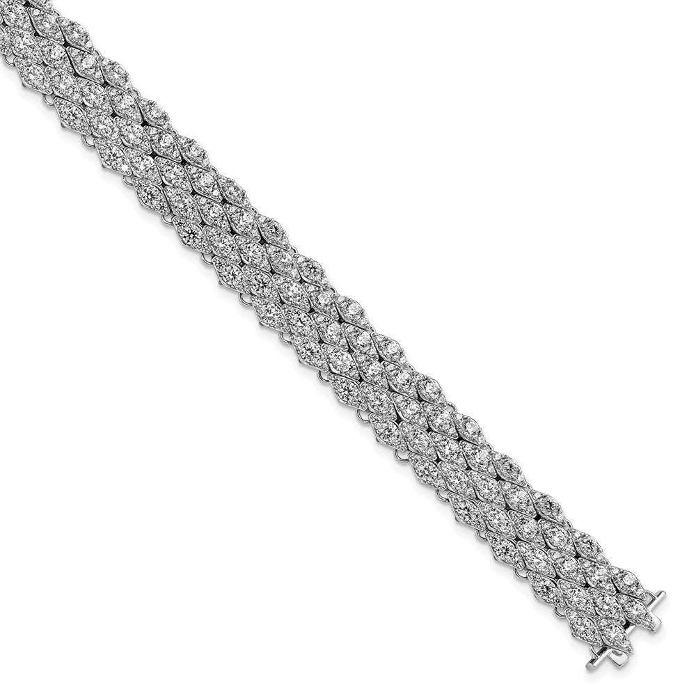 Sterling Shimmer Sterling Silver Rhodium-plated 6.75 inch 315 Stone CZ Mesh Bracelet 6.75 inches