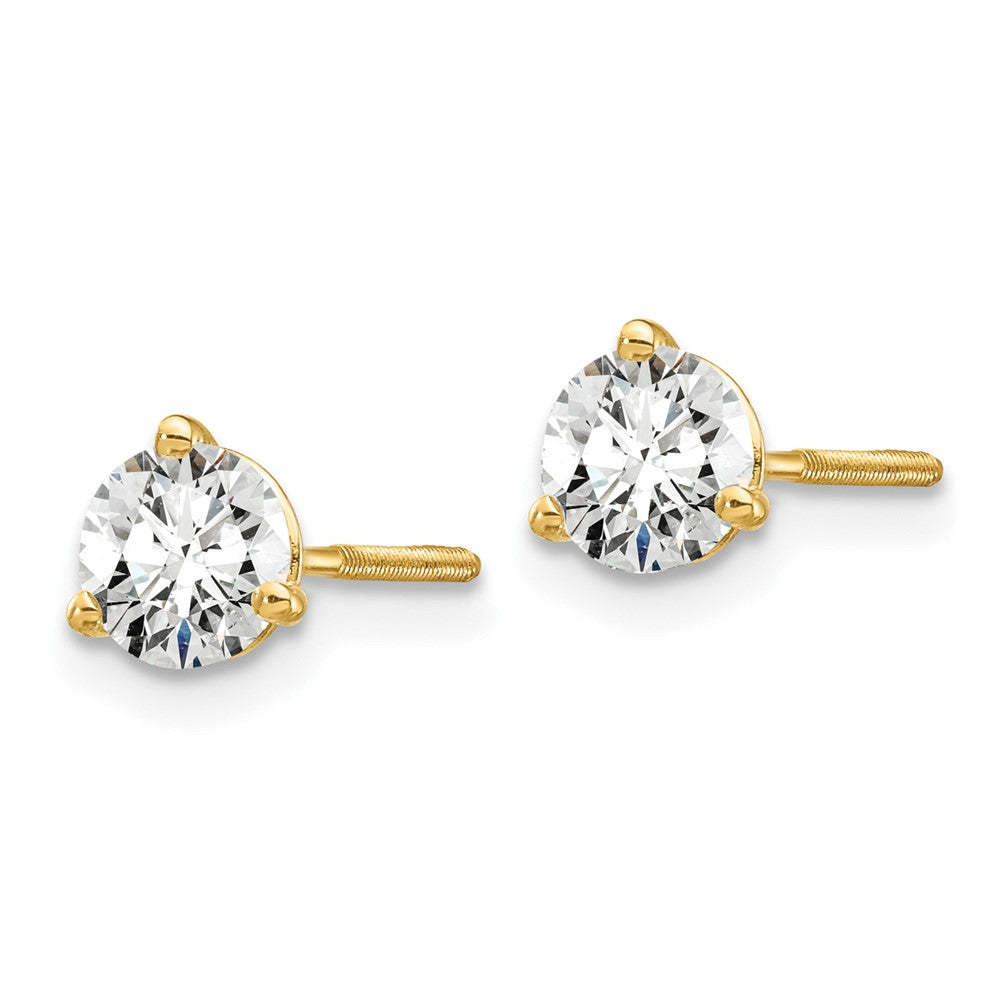 14k Yellow Gold 3/4 ctw Lab Grown Diamond VS/SI+ G+ Round 3 Prong Heavy Wt. Screwback Stud Earrings