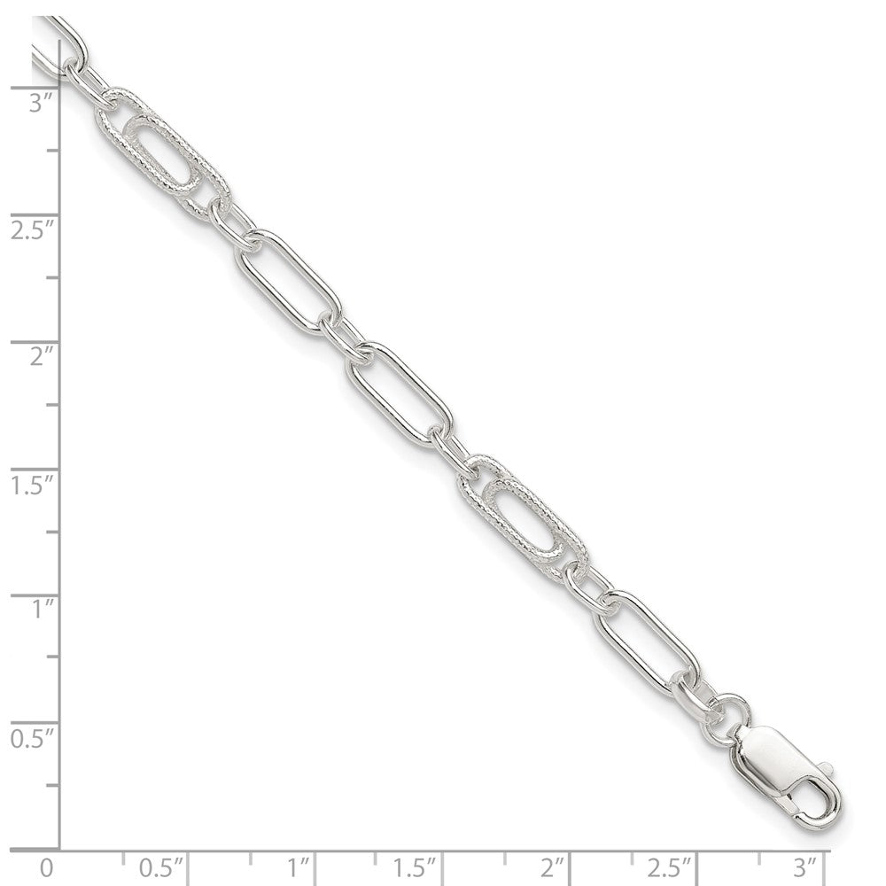 Sterling Silver Fancy Link Anklet 10 inches