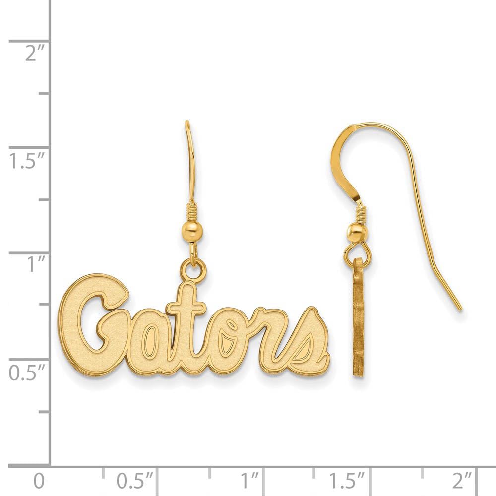Sterling Silver Gold-plated LogoArt University of Florida Gators Script Small Dangle Wire Earrings Q-GP048UFL