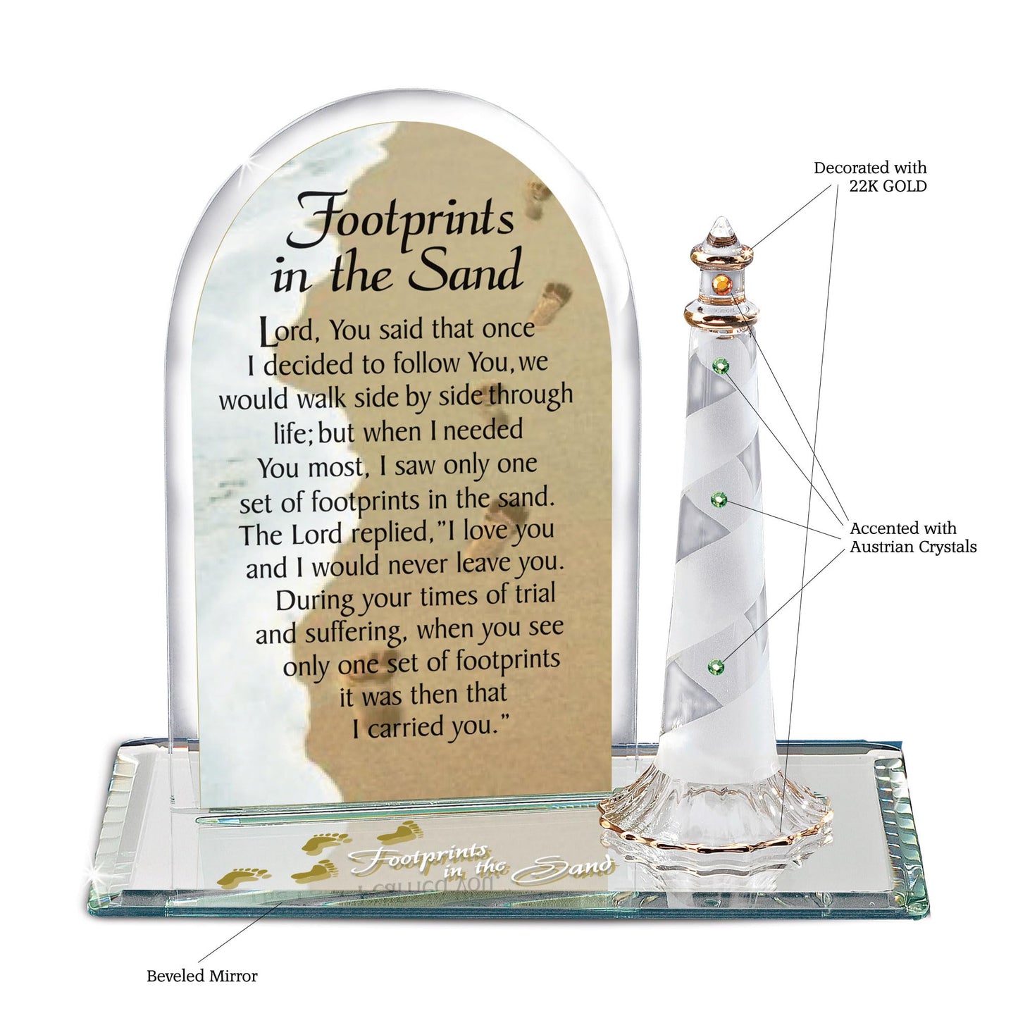 Glass Baron Footprints In The Sand Lighthouse Glass Figurine QGM6682