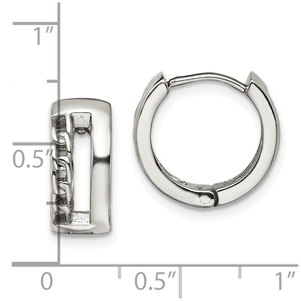 Stainless Steel Polished 6.5mm Huggie Hinged Hoop Earrings