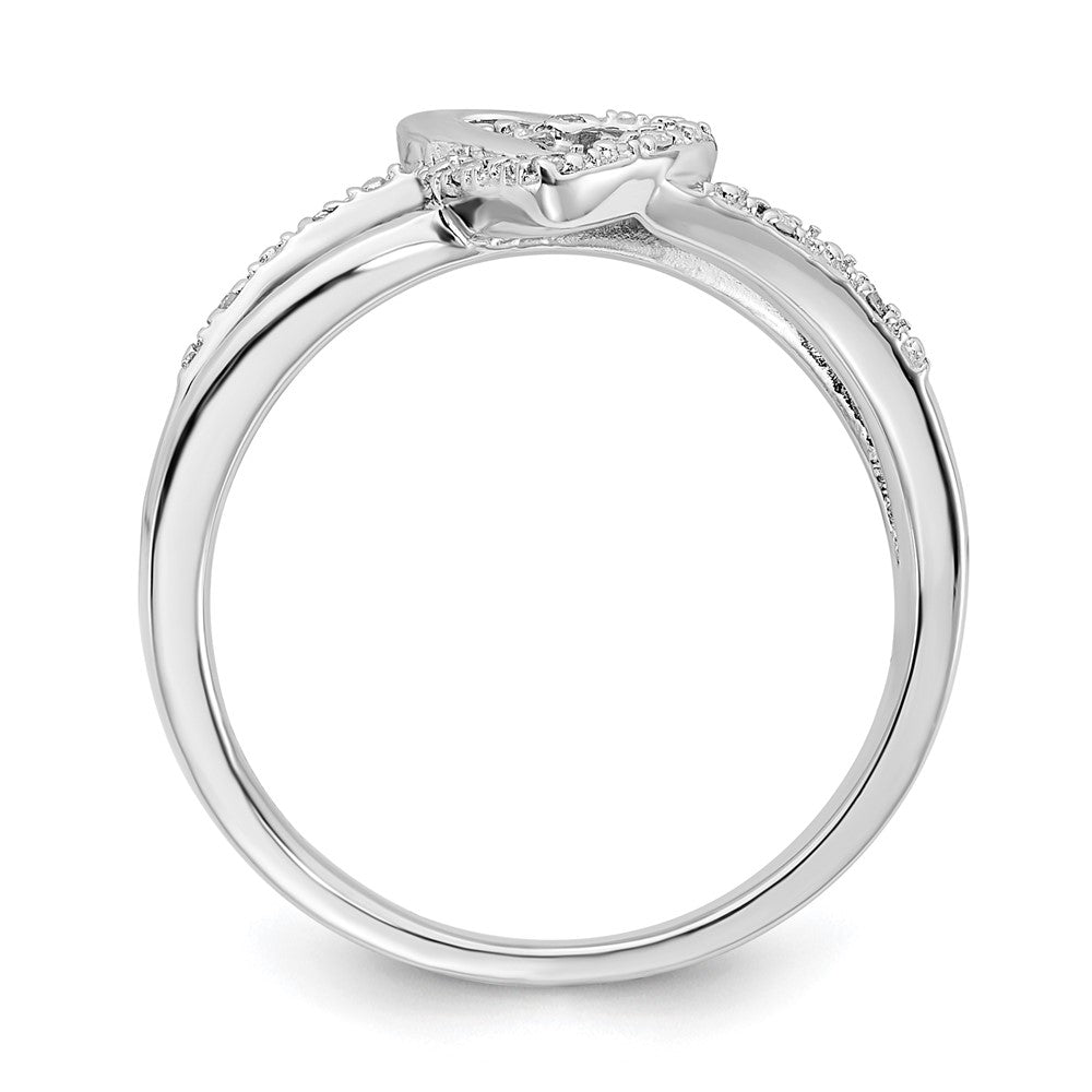 Sterling Silver Polished Diamond Double Hearts Ring