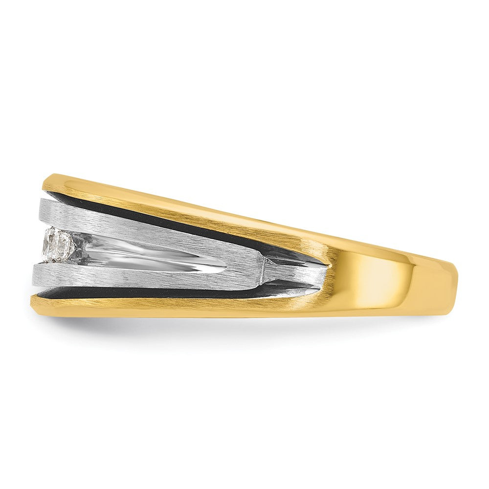 IBGoodman 14k Two-tone Men's Polished Satin and Grooved 5-Stone Ring Mounting