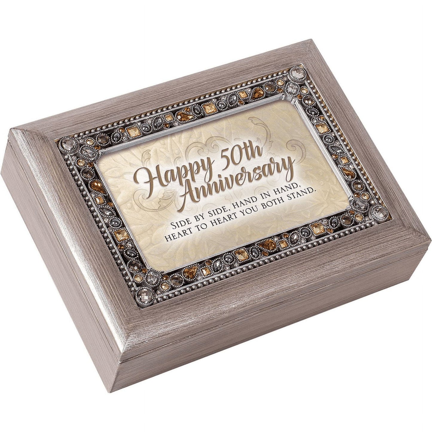 HAPPY 50TH ANNIVERSARY Faux Jewels and Resin Music Box: YOU LIGHT UP MY LIFE Q-GM22909