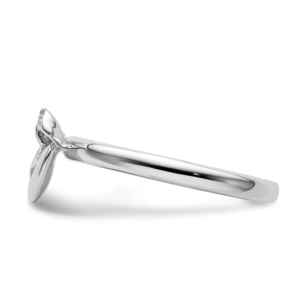 Sterling Silver Stackable Expressions Heart with Bow Diamond Ring Size -8
