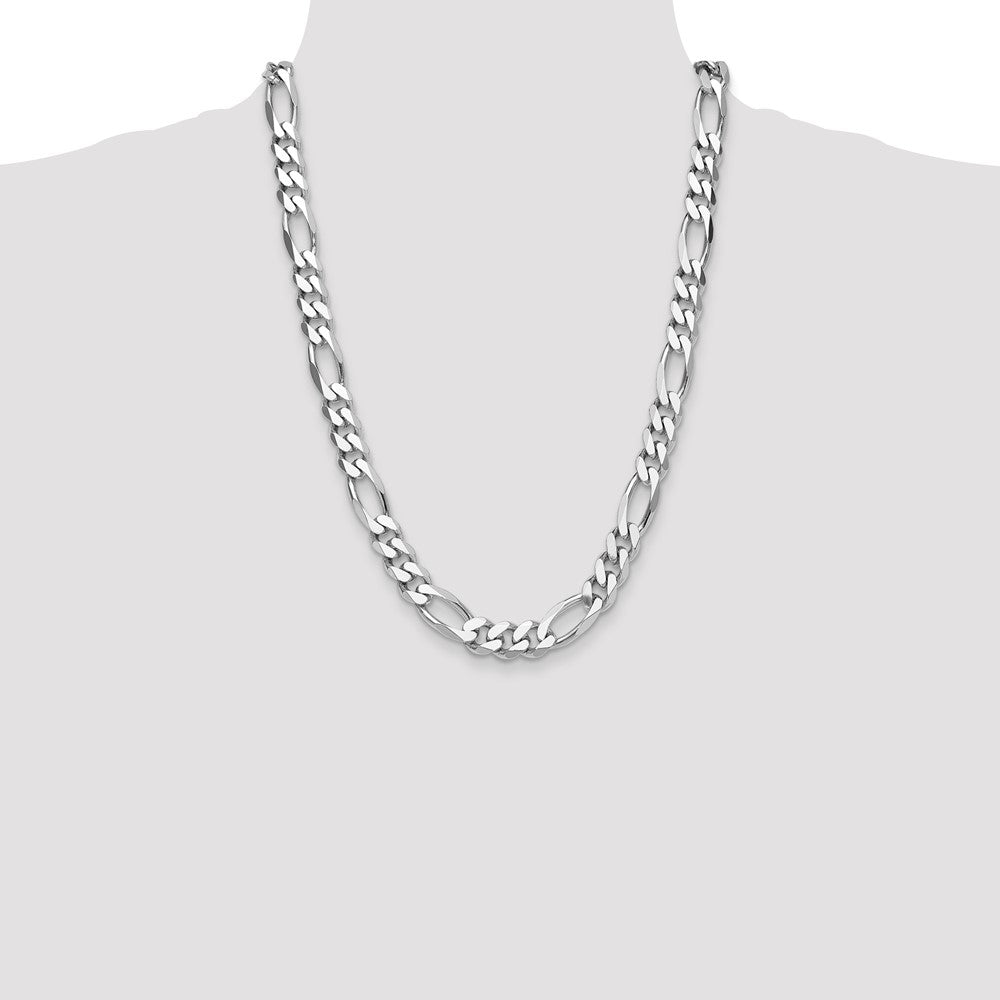 Sterling Silver Rhodium-plated 10.2mm Figaro Chain 24 Inches