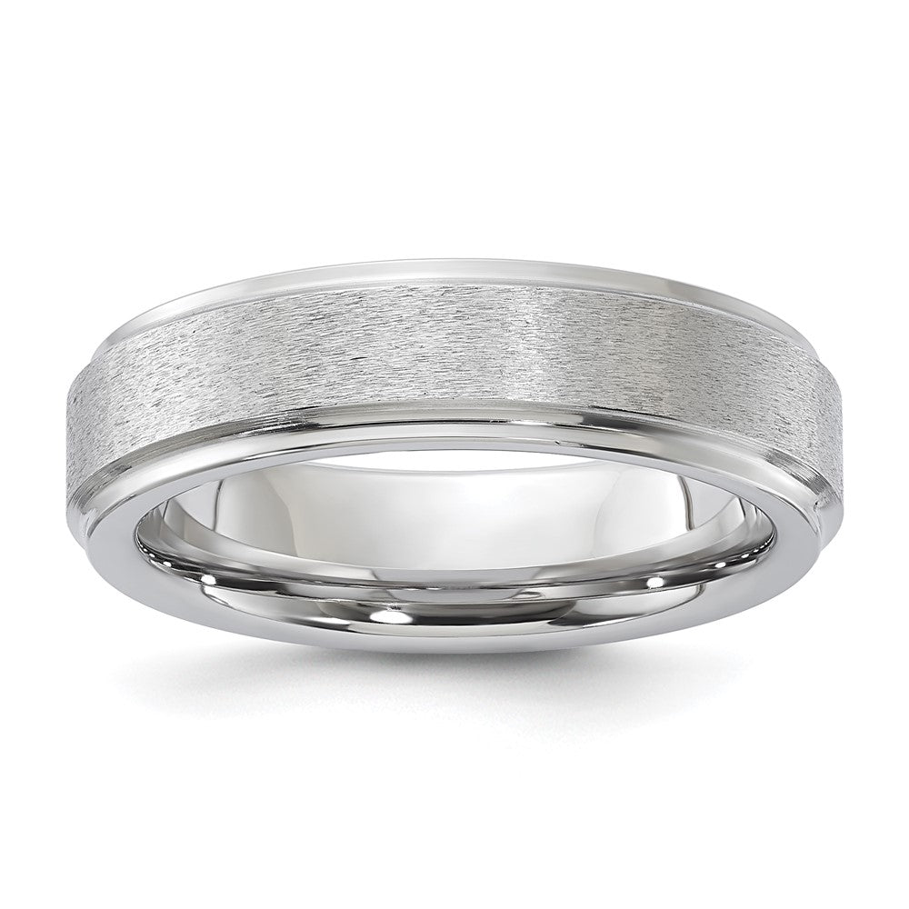 Vitalium Grain Finish Center Ridged Edge Flat 6mm Band