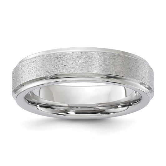 Vitalium Grain Finish Center Ridged Edge Flat 6mm Band