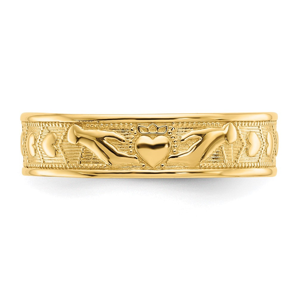 14k Polished Claddagh Band Size 8.5