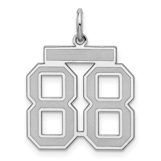 Sterling Silver/Rhodium-plated Satin Number 88 Charm