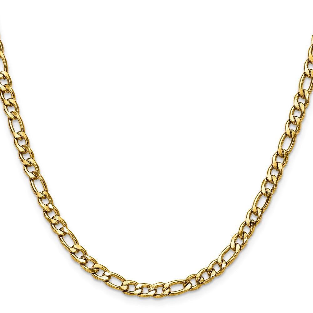 Chisel Stainless Steel Polished Yellow IP-plated 4.5mm 22 inch Figaro Chain