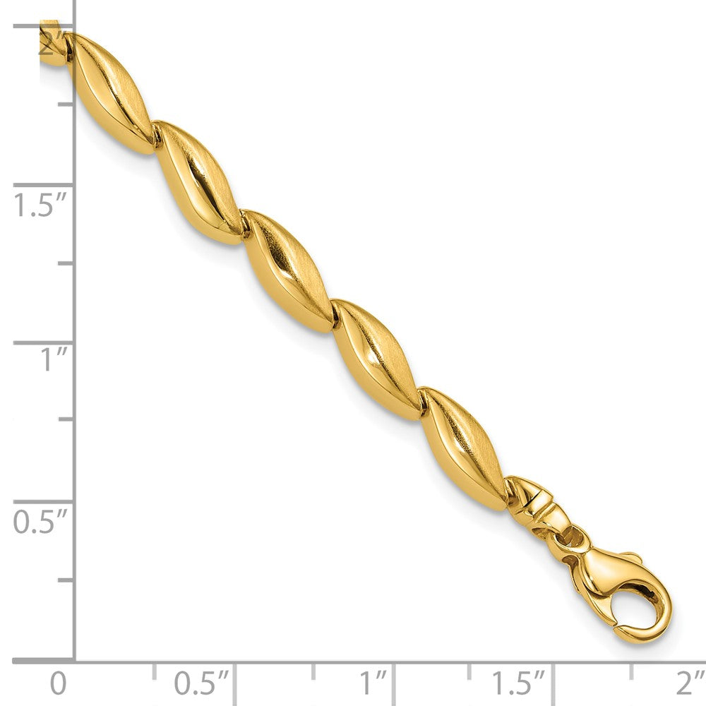 14K Polished and Satin 4.2mm Fancy Link Bracelet 7.5  inches