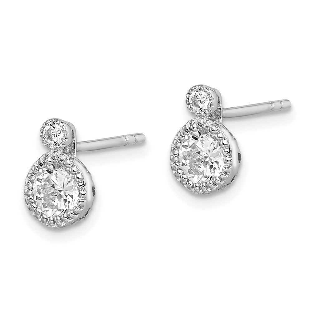 Sterling Silver Polished 4mm Round CZ Stud Earrings
