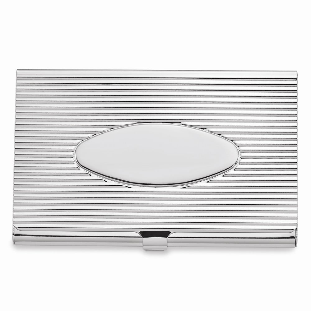 Nickel-plated Ribbed Business Card Case