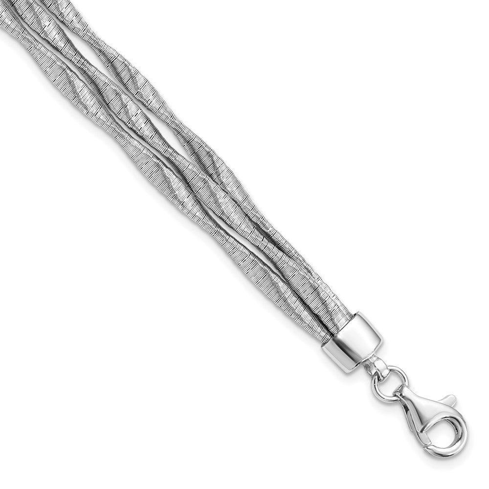 Sterling Silver Rhodium-plated 3-strand with 1in ext. Bracelet