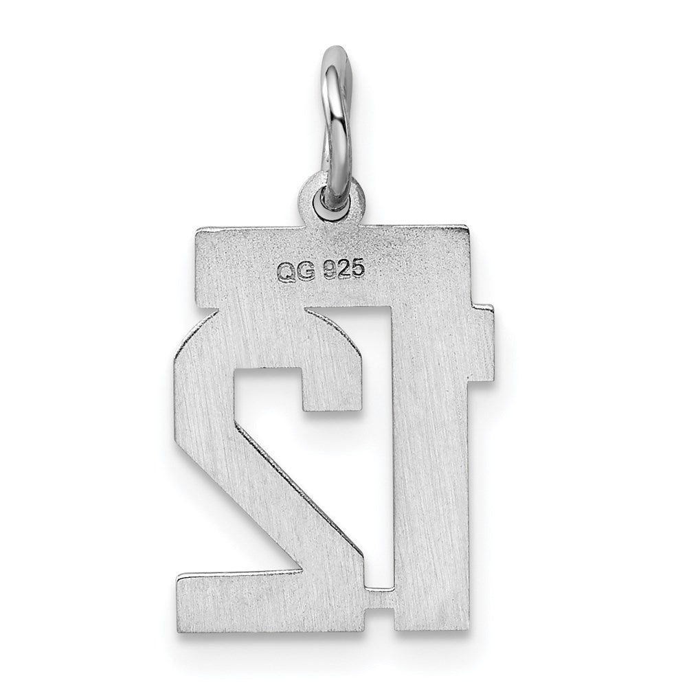 Sterling Silver/Rhodium-plated Polished Number 12 Charm